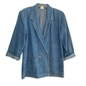 Vivaldi Jeanswear Vintage Double Breasted Denim Jean Blazer Jacket size small